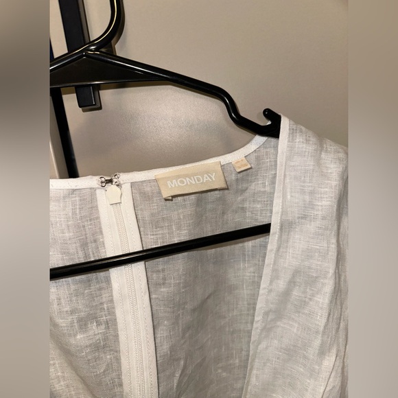 MONDAY Swimwear MONTEGO Mini Dress White Linen Regular size Petite - Picture 7 of 10